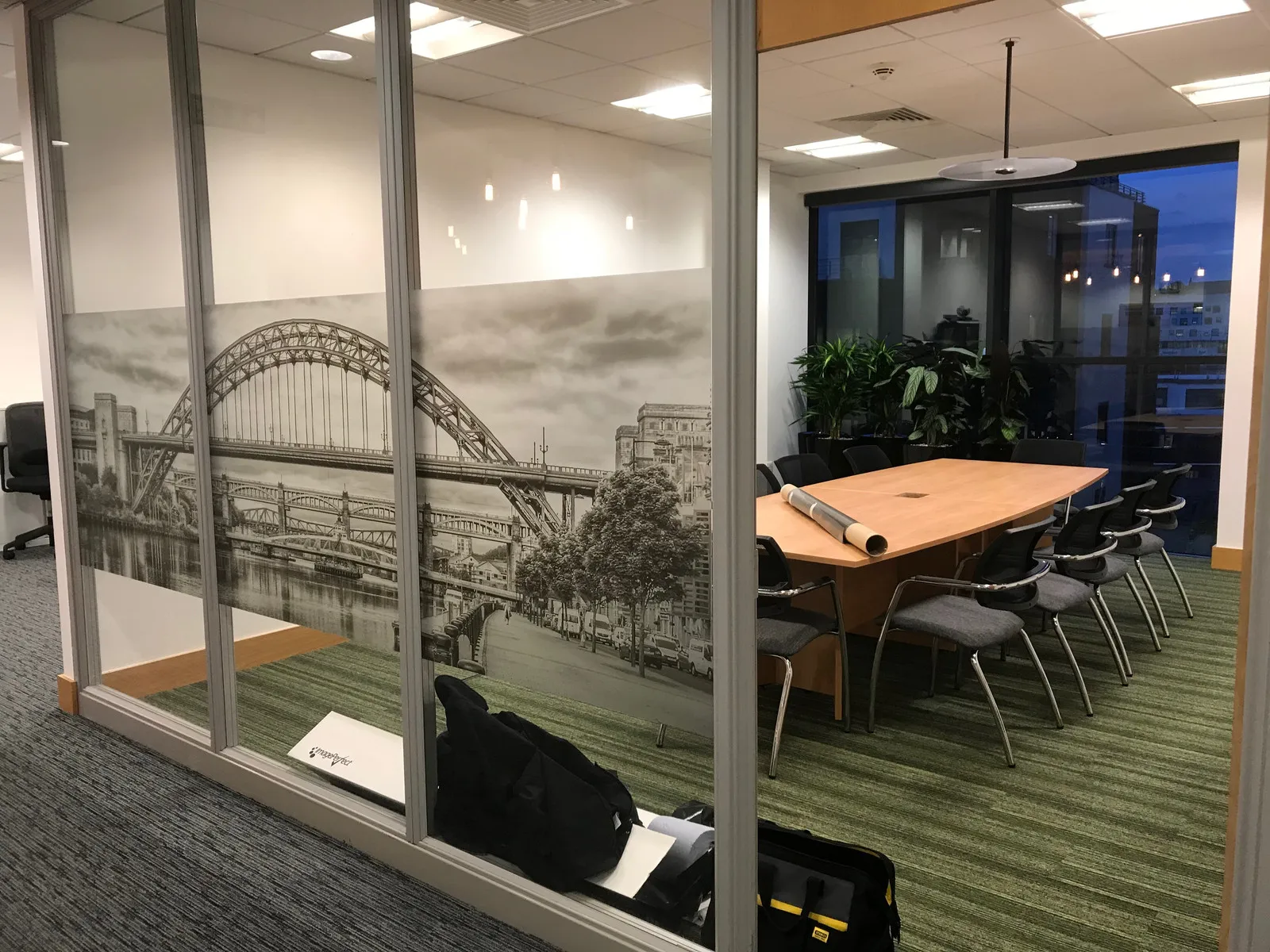 Frosted office glass manifestation with city skyline by It'z Print & Design