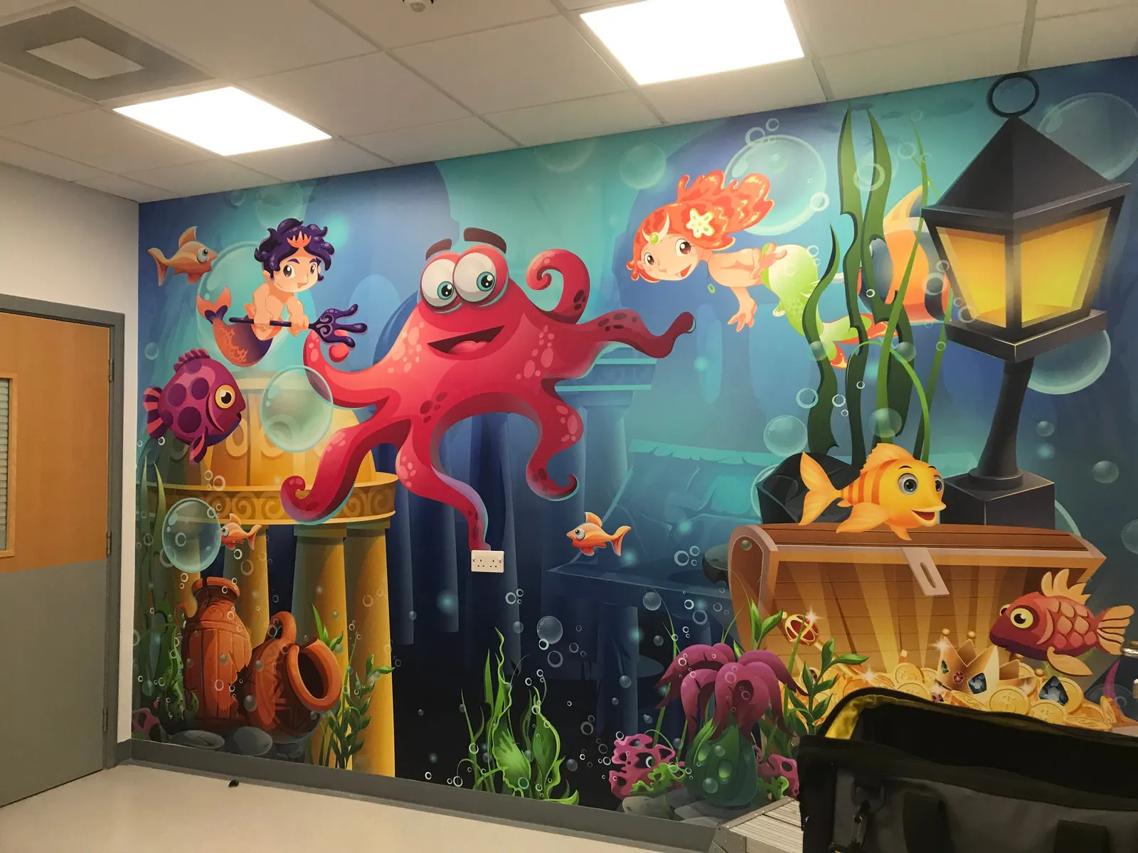 Octopus and mermaid under the sea hospital wall mural by It'z Print & Design
